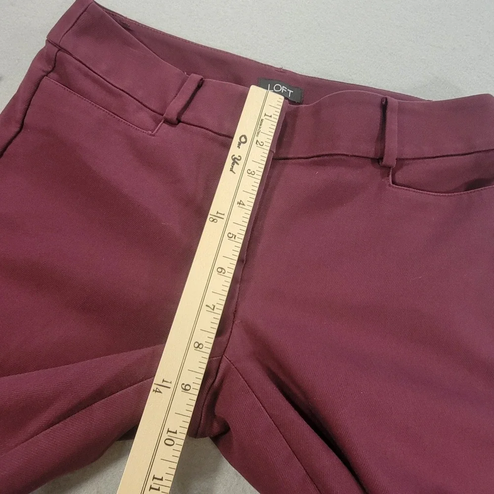 LOFT Curvy Skinny Dress Pants Burgundy Mid Rise Ankle Career Stretch Women's 0